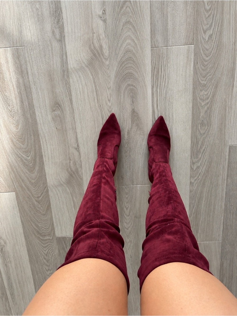 Le Château Over-the-Knee Pointed Toe Boots in Burgundy - Size 39